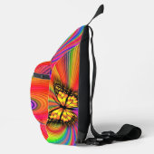 美しい色のライト飛んでいる金ゴールド蝶 スリングバッグ (右)