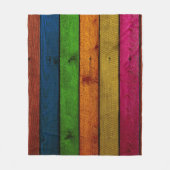 美しい色の木製の板 フリースブランケット (正面)