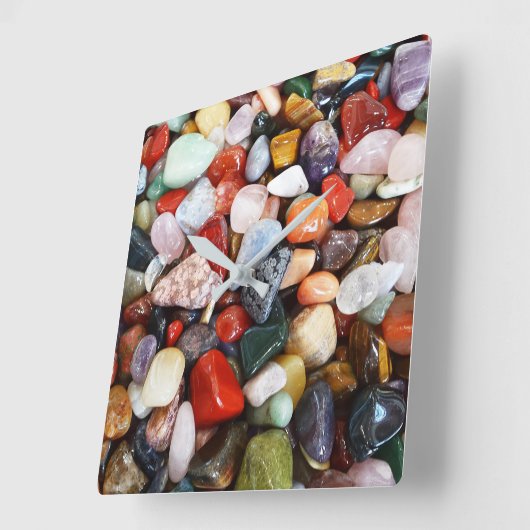 美しい色の石がたくさん スクエア壁時計 (傾斜)