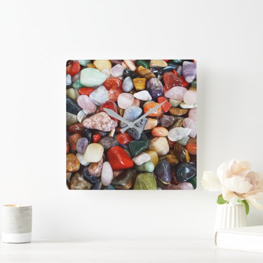 美しい色の石がたくさん スクエア壁時計 (ホーム)