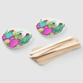 美しい色サボテンの花 – スケッチ ハンドファン (組立なし)