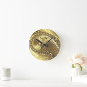 美しい色合いの金ゴールド ラウンド壁時計 (ホーム)