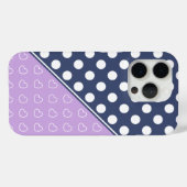 美しい色合いの青とラベンダーの水玉模様 Case-Mate iPhoneケース (裏面 (横))