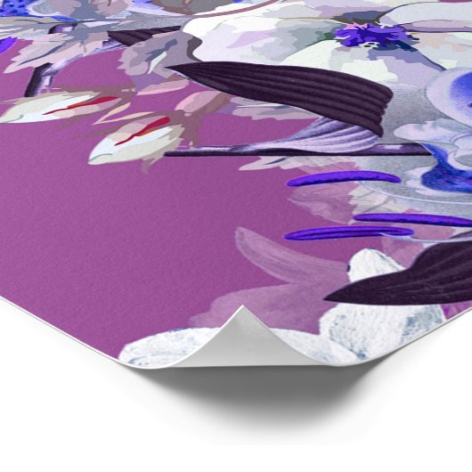 美しい色彩の鮮やか油の花と枝小さなFl ポスター (角)