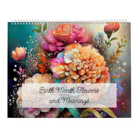 美しい色彩の鮮やか誕生の月の花 カレンダー (カバー)