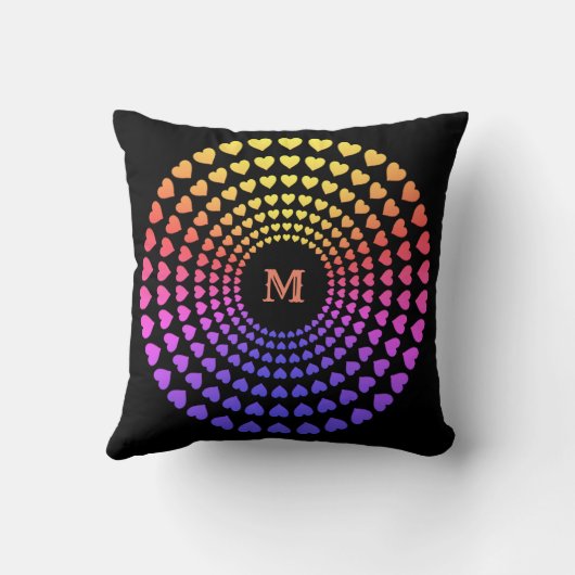 美しい色数々ののハートサークル曼荼羅 クッション (裏面)