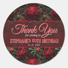 美しい芍薬の花の誕生日パーティー ラウンドシール