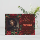 美しい芍薬の花びら 春の誕生日 招待状 (スタンド正面)