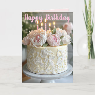 美しい芍薬の誕生日おめでとう カード