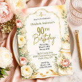美しい芍薬の90歳の誕生日パーティー 招待状