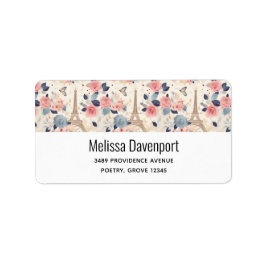 美しい花とエッフェルタワーパリアドレス ラベル