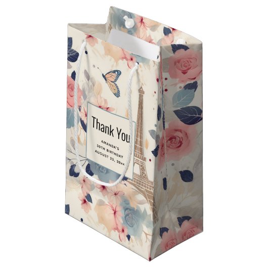 美しい花とエッフェルタワーパリサンキュー スモールペーパーバッグ (正面アングル)