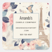 美しい花とエッフェルタワーパリビジネス スクエアシール (正面)