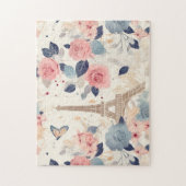 美しい花とエッフェルタワーパリ ジグソーパズル (縦)