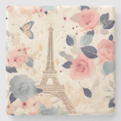 美しい花とエッフェルタワーパリ ストーンコースター (正面)