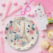 美しい花とエッフェルタワーパリ ペーパープレート (パーティー)