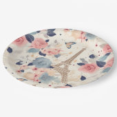 美しい花とエッフェルタワーパリ ペーパープレート (アングル)