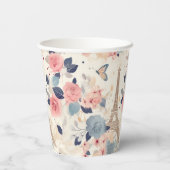 美しい花とエッフェルタワーパリ 紙コップ (裏面)