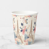 美しい花とエッフェルタワーパリ 紙コップ (右)