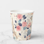 美しい花とエッフェルタワーパリ 紙コップ (正面)