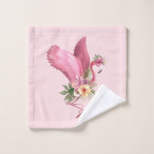 美しい花とフラミンゴ バスタオルセット (ウォッシュタオル)