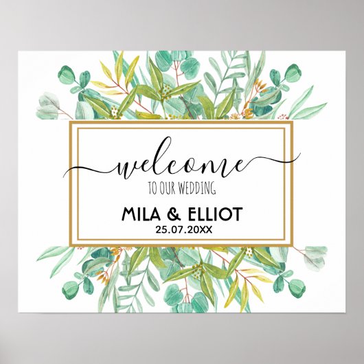 美しい花とユーカリのポスター ポスター (正面)