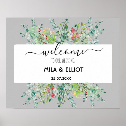 美しい花とユーカリのポスター ポスター (正面)