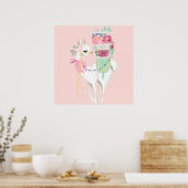 美しい花とラマのポスター ポスター (キッチン)