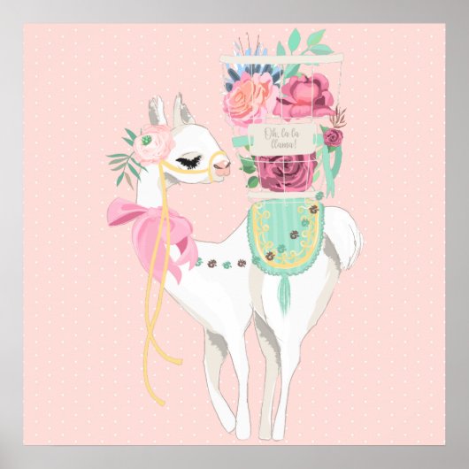 美しい花とラマのポスター ポスター (正面)