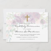 美しい花と十字架の初聖体拝領 招待状 (正面)