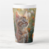 美しい花と子猫のラテマグ カフェラテマグ (正面)