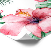 美しい花と手のひら葉のフローラ優雅さ ポスター (角)