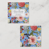 美しい花と昆虫ガーデンフローラブルー スクエア名刺 (正面/裏面)