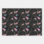 美しい花と渦巻き模様 ラッピングペーパーシート (正面2)