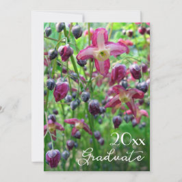 美しい花と蕾の卒業式 招待状