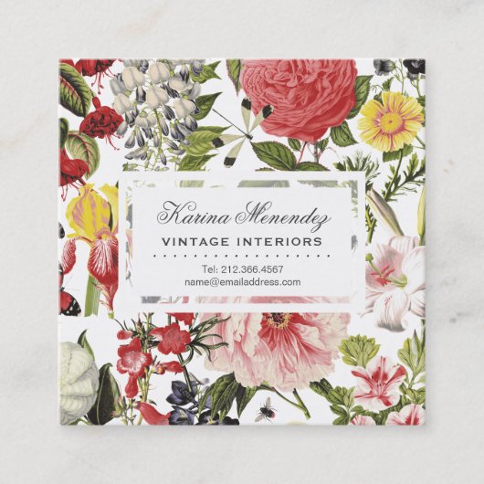 美しい花と虫の庭のフローラ スクエア名刺 (正面)