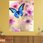 美しい花と蝶 キャンバスプリント (インサイチュ (リビング))