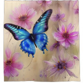 美しい花と蝶 シャワーカーテン (正面)