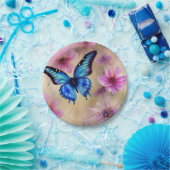 美しい花と蝶 ペーパープレート (パーティー)