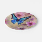 美しい花と蝶 ペーパープレート (アングル)