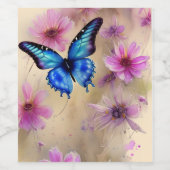 美しい花と蝶 ワインラベル (シングルラベル)