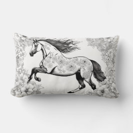 美しい花と馬の色あなた自身 ランバークッション