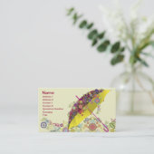 美しい花と鳥の傘/日傘 名刺 (スタンド正面)