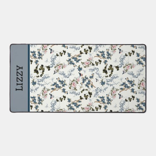 美しい花と鳥の模様の庭デスクマット デスクマット (正面)
