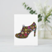 美しい花と鳥の靴のレトロ ポストカード (スタンド正面)
