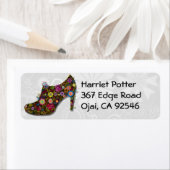 美しい花と鳥の靴のレトロ ラベル (インサイチュ)