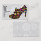 美しい花と鳥の靴のレトロ 名刺 (正面/裏面)