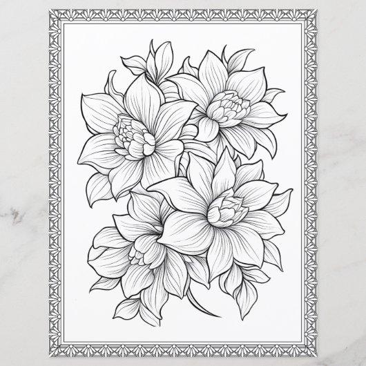 美しい花のぬりえページ スクラップブック用紙 (正面)