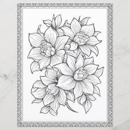 美しい花のぬりえページ スクラップブック用紙