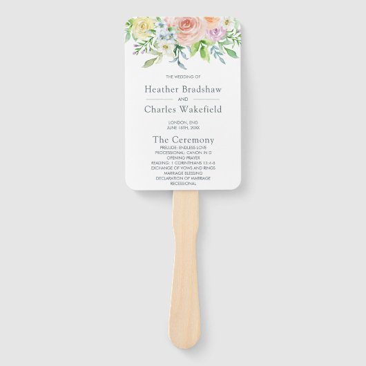 美しい花のウェディングプログラム ハンドファン (正面)